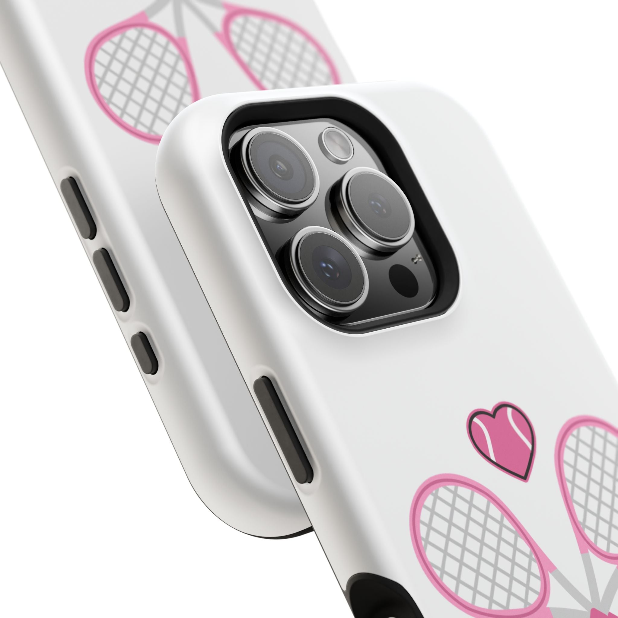 Tennis Impact‑Resistant Phone Case — 'Forty Love', pink/white