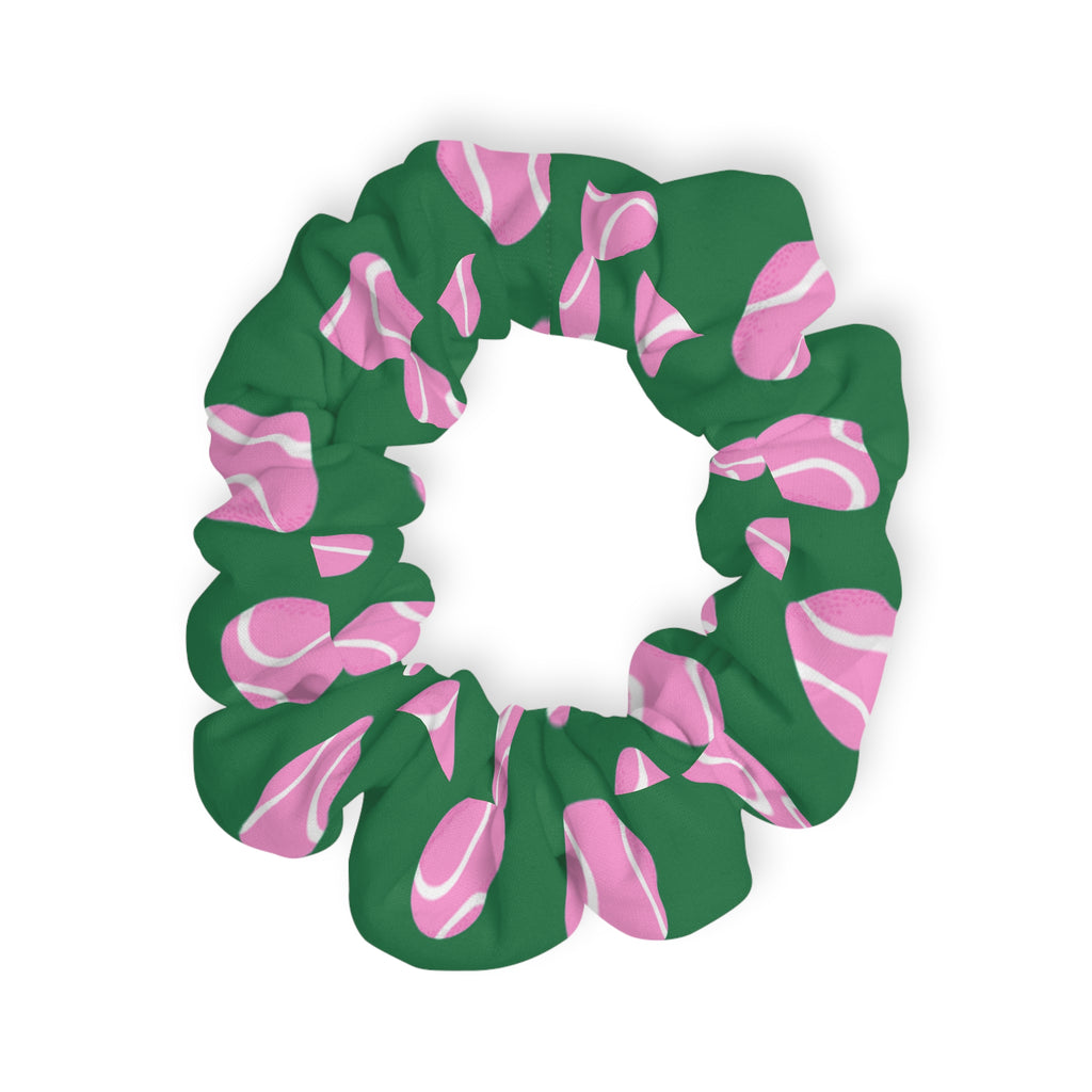 Green & Pink Hair Accessory — Tennis Ball Scrunchie