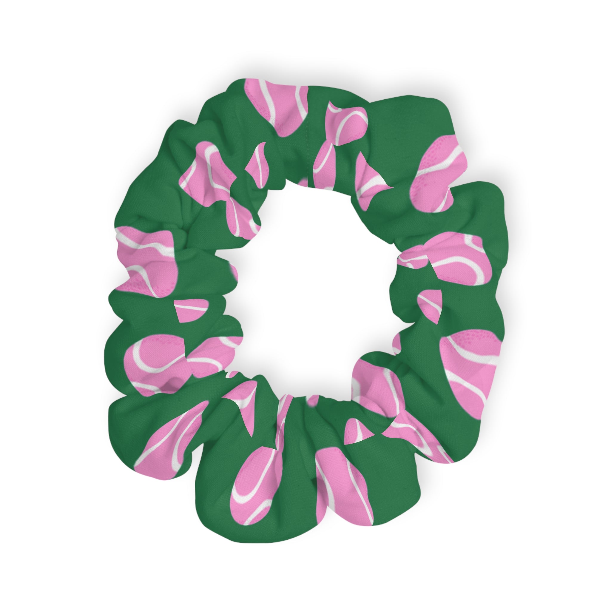 Green & Pink Hair Accessory — Tennis Ball Scrunchie