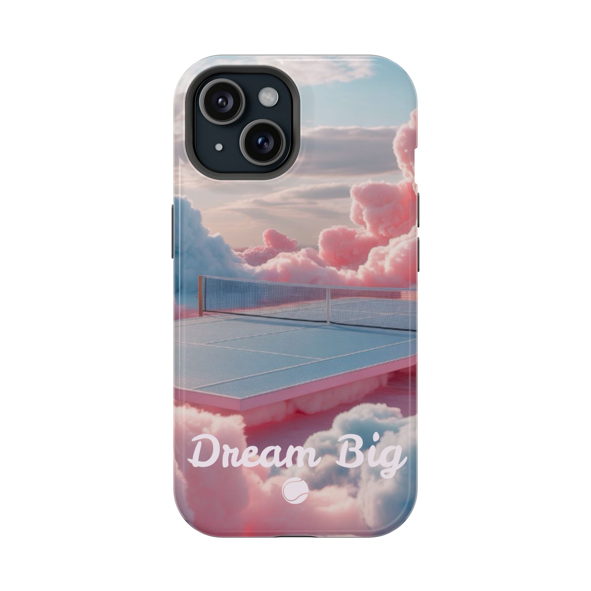 Tennis Impact-Resistant Phone Case — 'Dream Big' Pastel Cloud Tennis Court