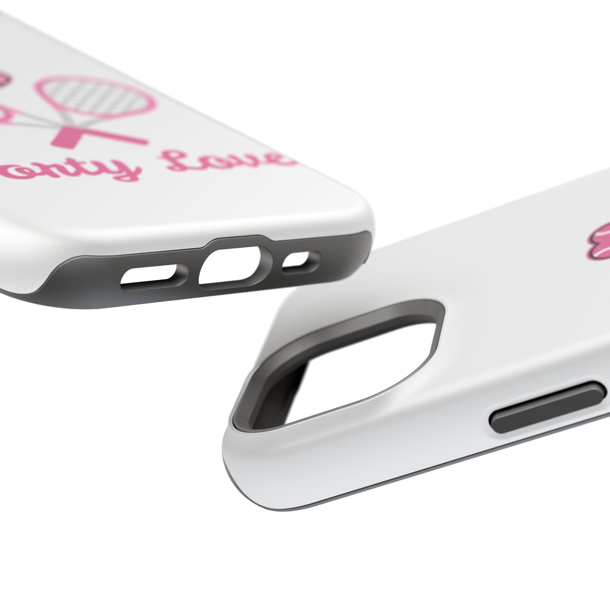 Tennis Impact‑Resistant Phone Case — 'Forty Love', pink/white