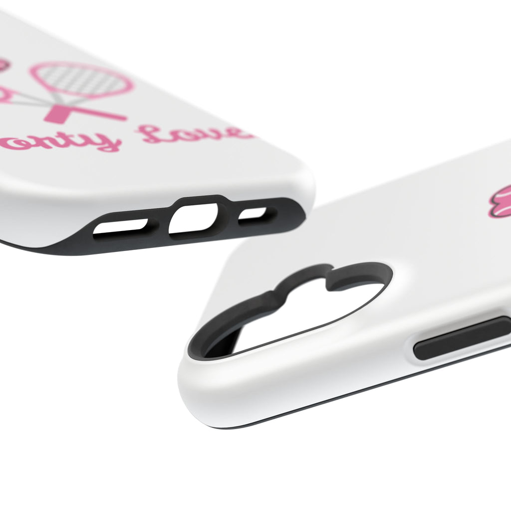 Tennis Impact‑Resistant Phone Case — 'Forty Love', pink/white