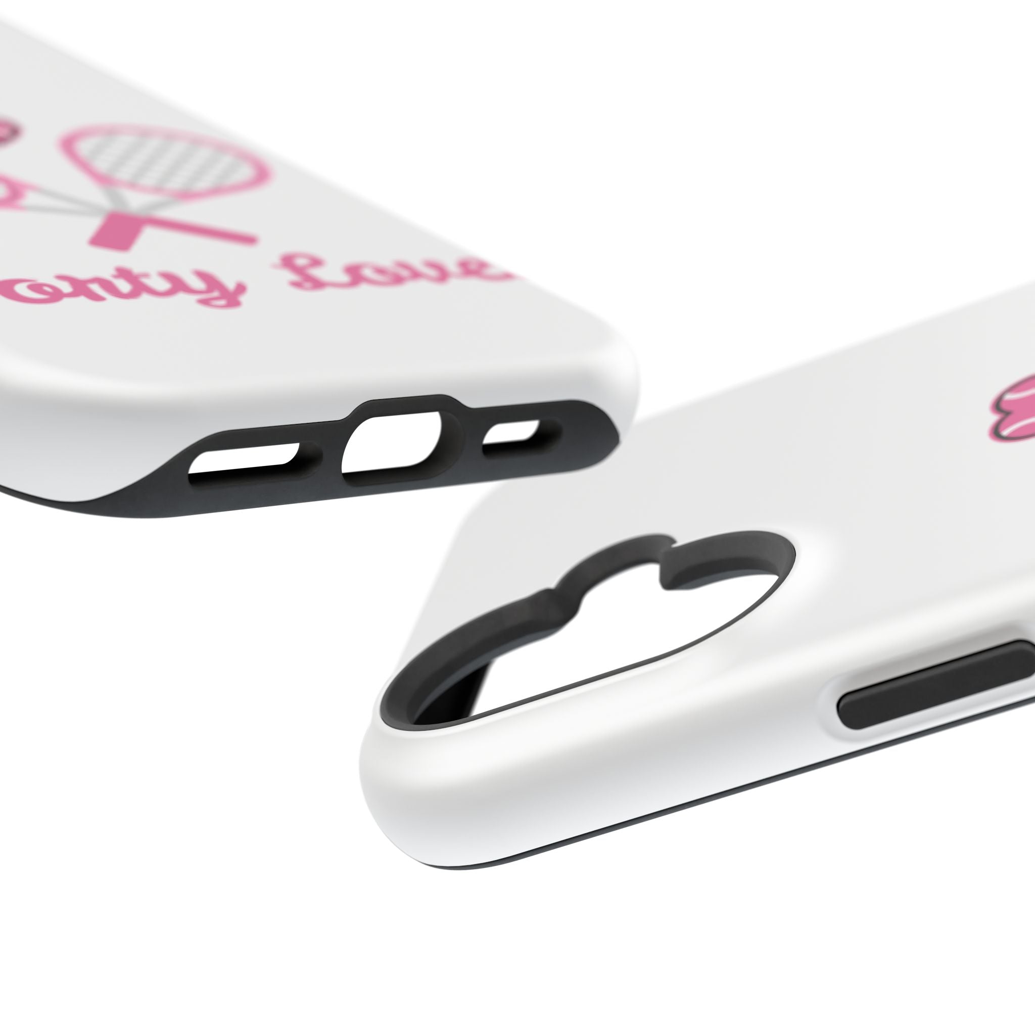 Tennis Impact‑Resistant Phone Case — 'Forty Love', pink/white