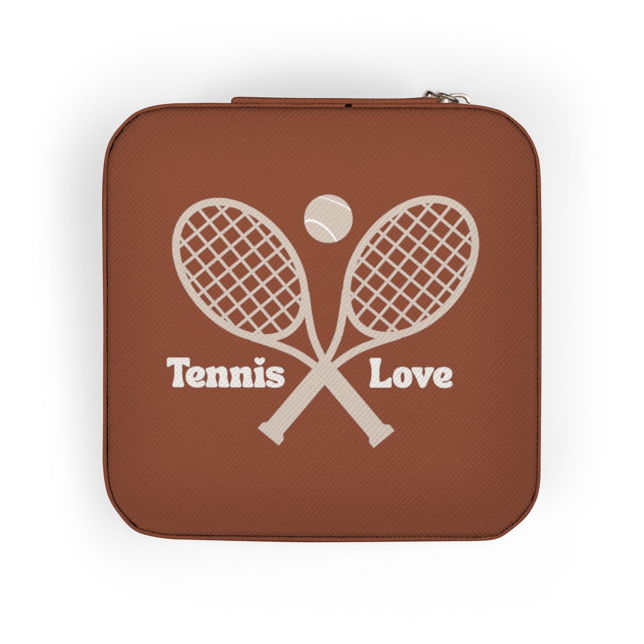 Jewelry Travel Case — Compact Pink Travel Jewelry Organizer (Tennis Love Design)