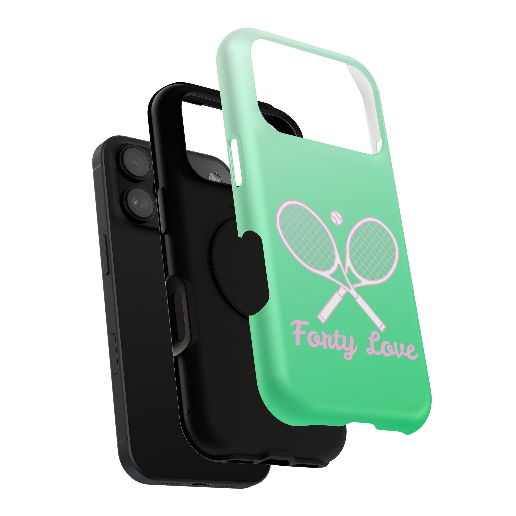 Tennis Impact-Resistant Phone Case — 'Forty Love', Green Gradient