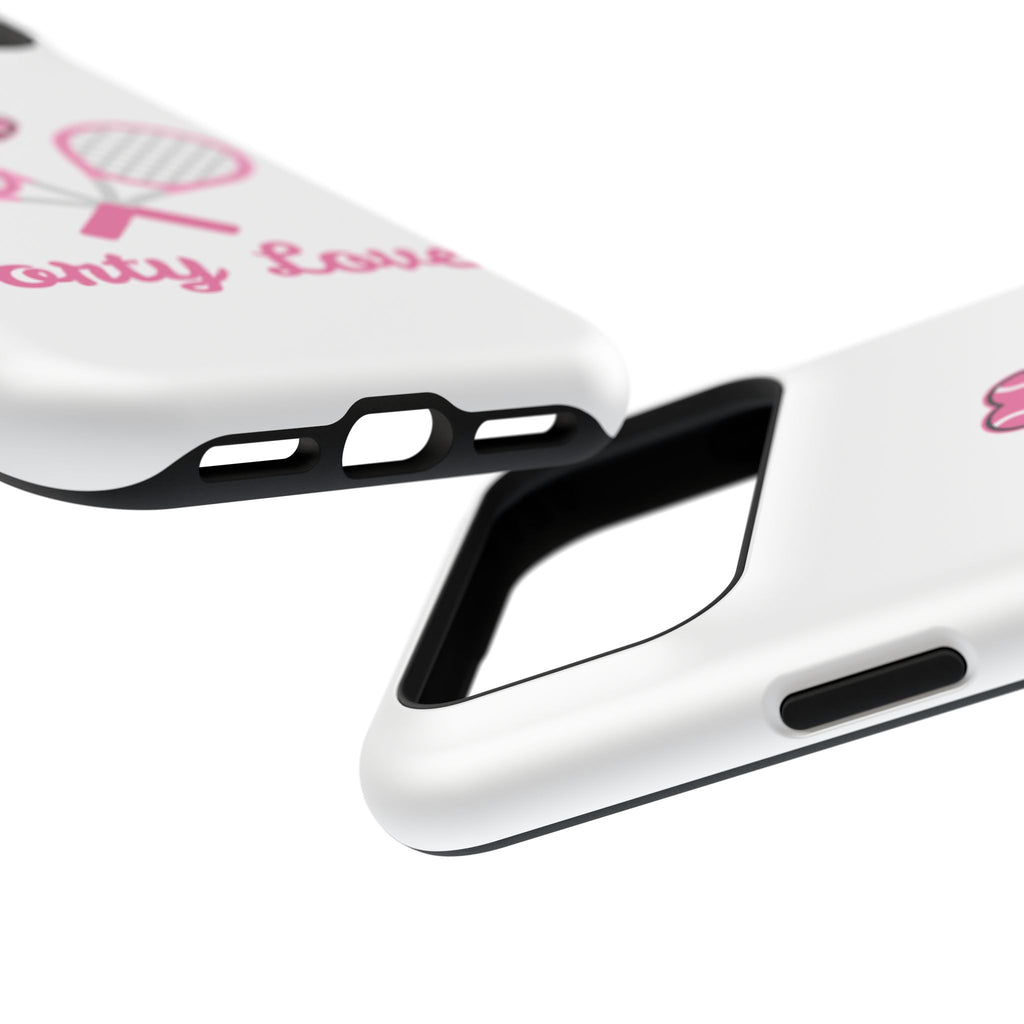 Tennis Impact‑Resistant Phone Case — 'Forty Love', pink/white