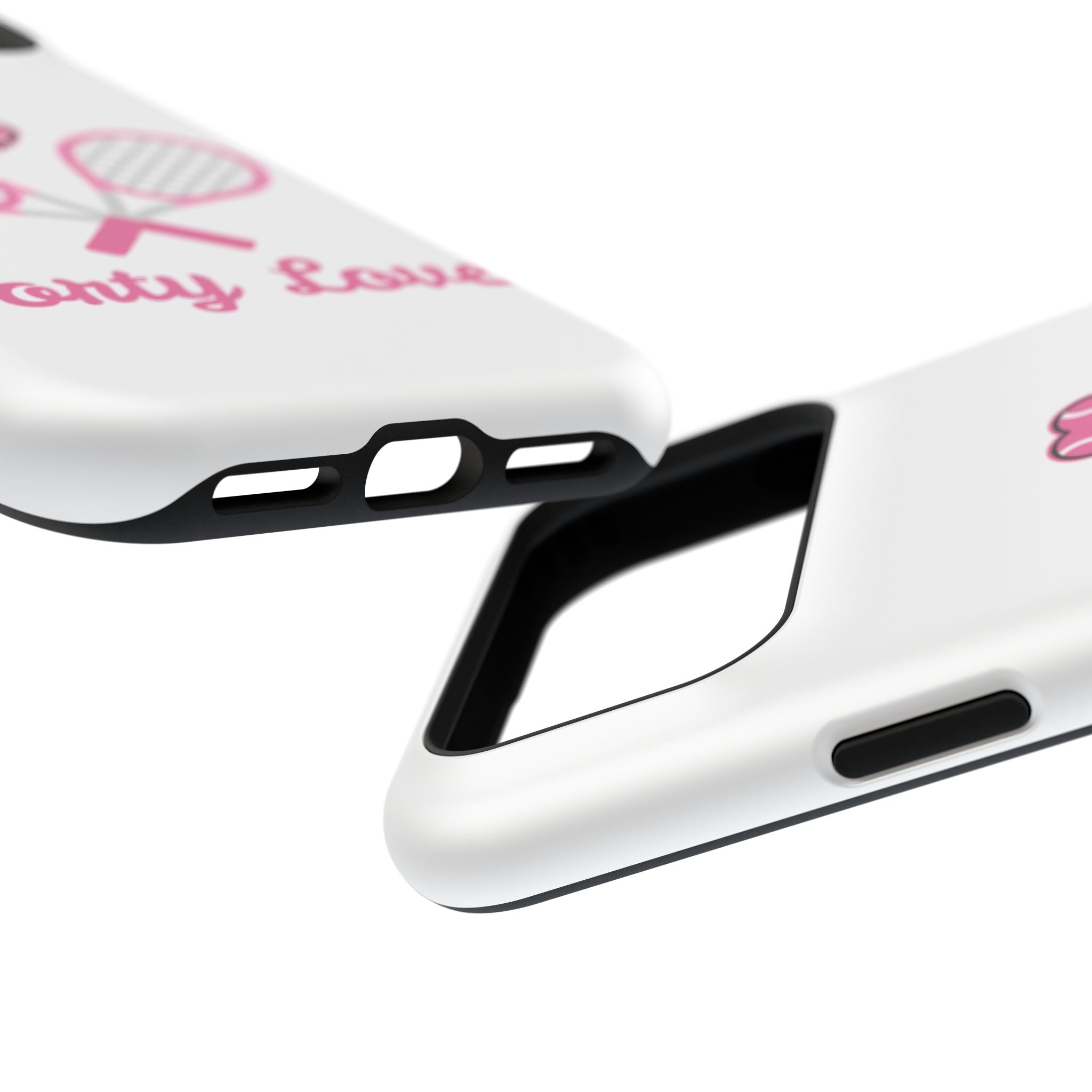 Tennis Impact‑Resistant Phone Case — 'Forty Love', pink/white