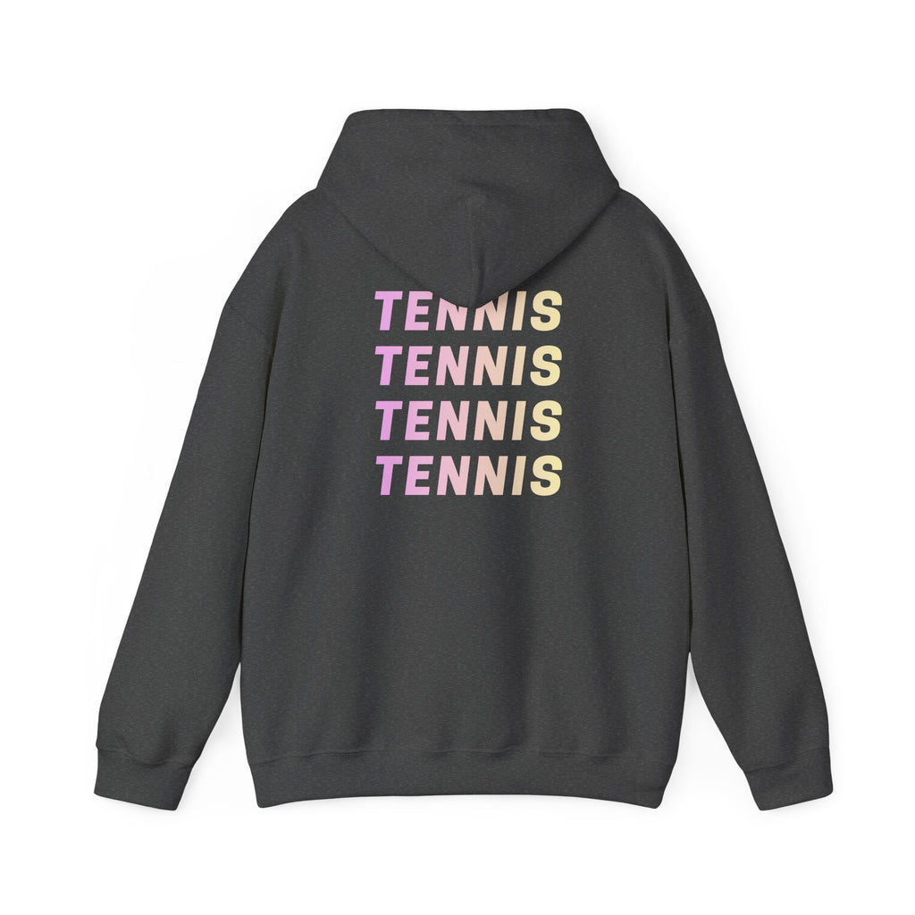 Women's Hoodie Sweatshirt — Ombre 'TENNIS' Repeating Back Print