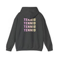 Women's Hoodie Sweatshirt — Ombre 'TENNIS' Repeating Back Print