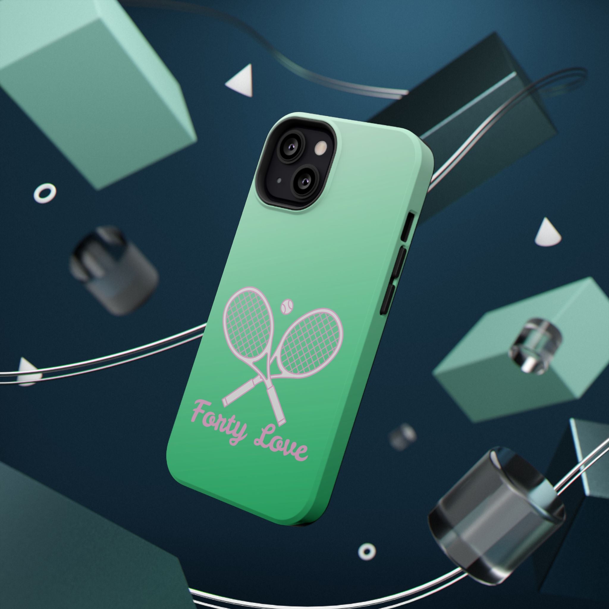 Tennis Impact-Resistant Phone Case — 'Forty Love', Green Gradient