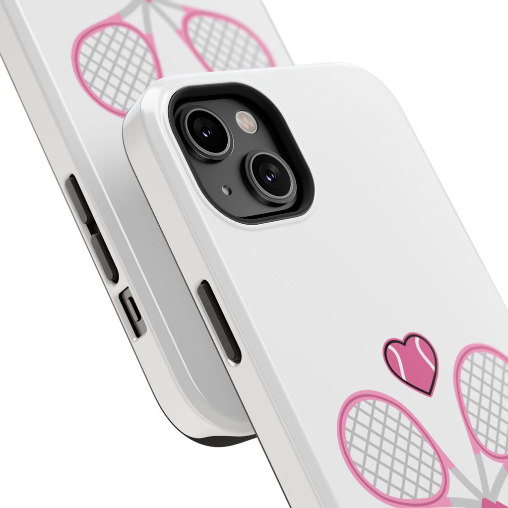Tennis Impact‑Resistant Phone Case — 'Forty Love', pink/white