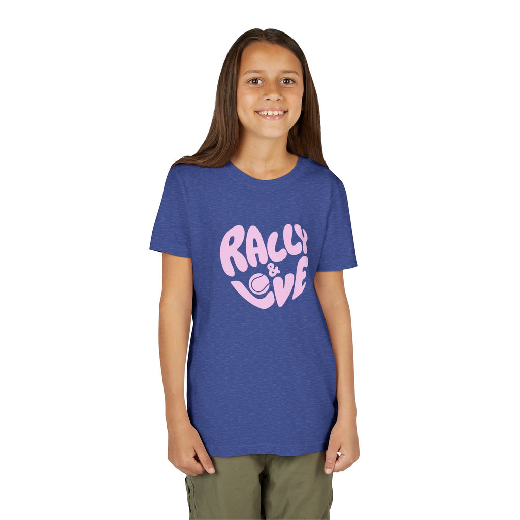 Girl's Junior Tee — 'Rally & Love' Heart logo T-Shirt (pink)