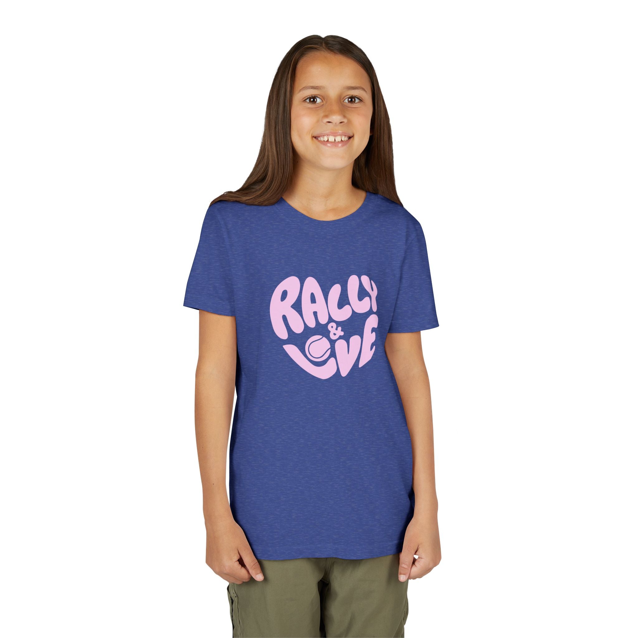 Girl's Junior Tee — 'Rally & Love' Heart logo T-Shirt (pink)