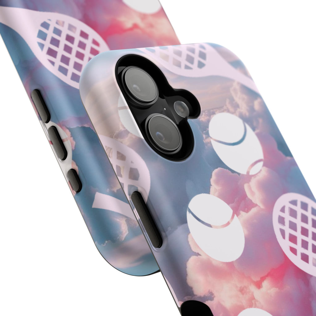 Tennis Impact-Resistant Phone Case — Tennis Rackets & Balls on Cloudscape