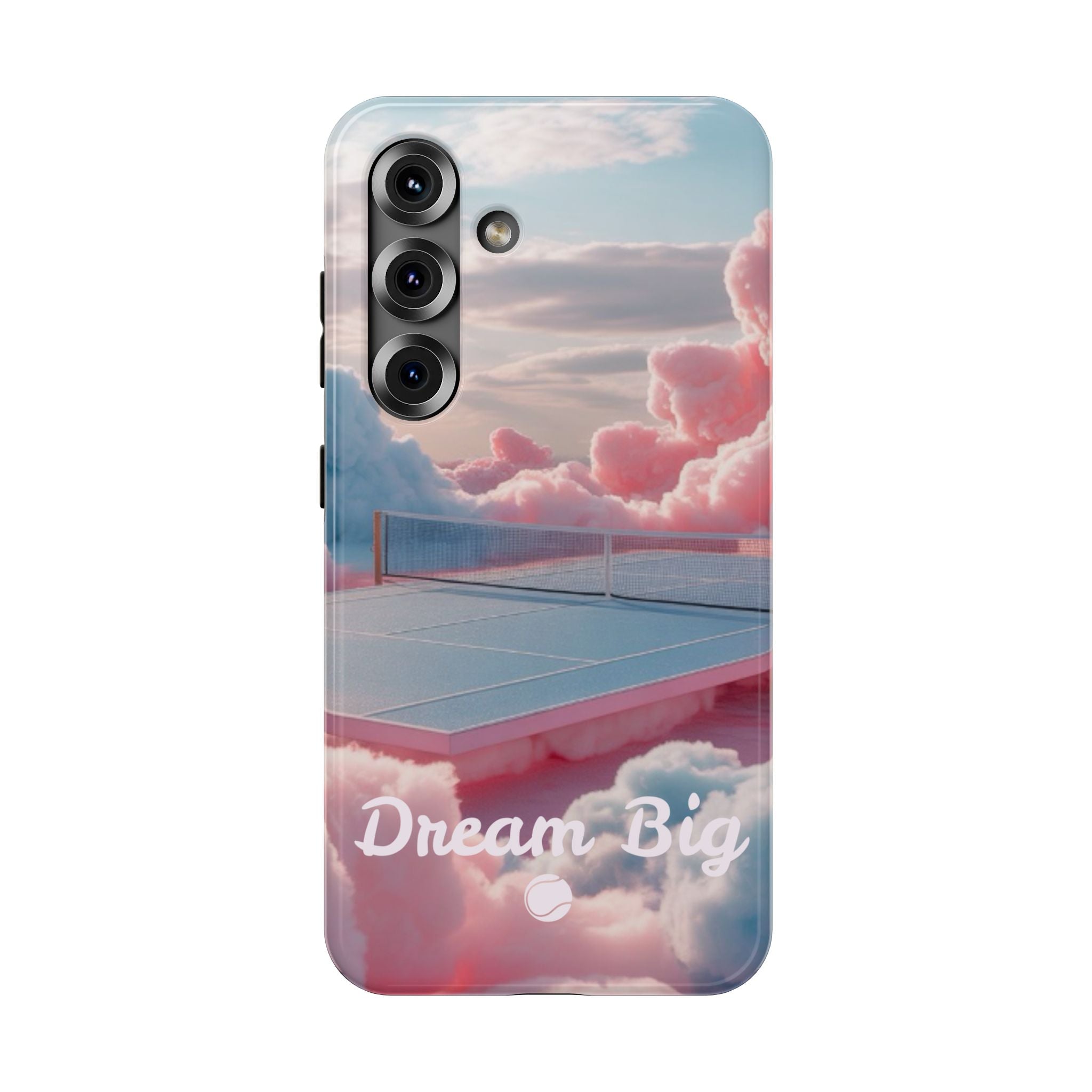 Tennis Impact-Resistant Phone Case — 'Dream Big' Pastel Cloud Tennis Court