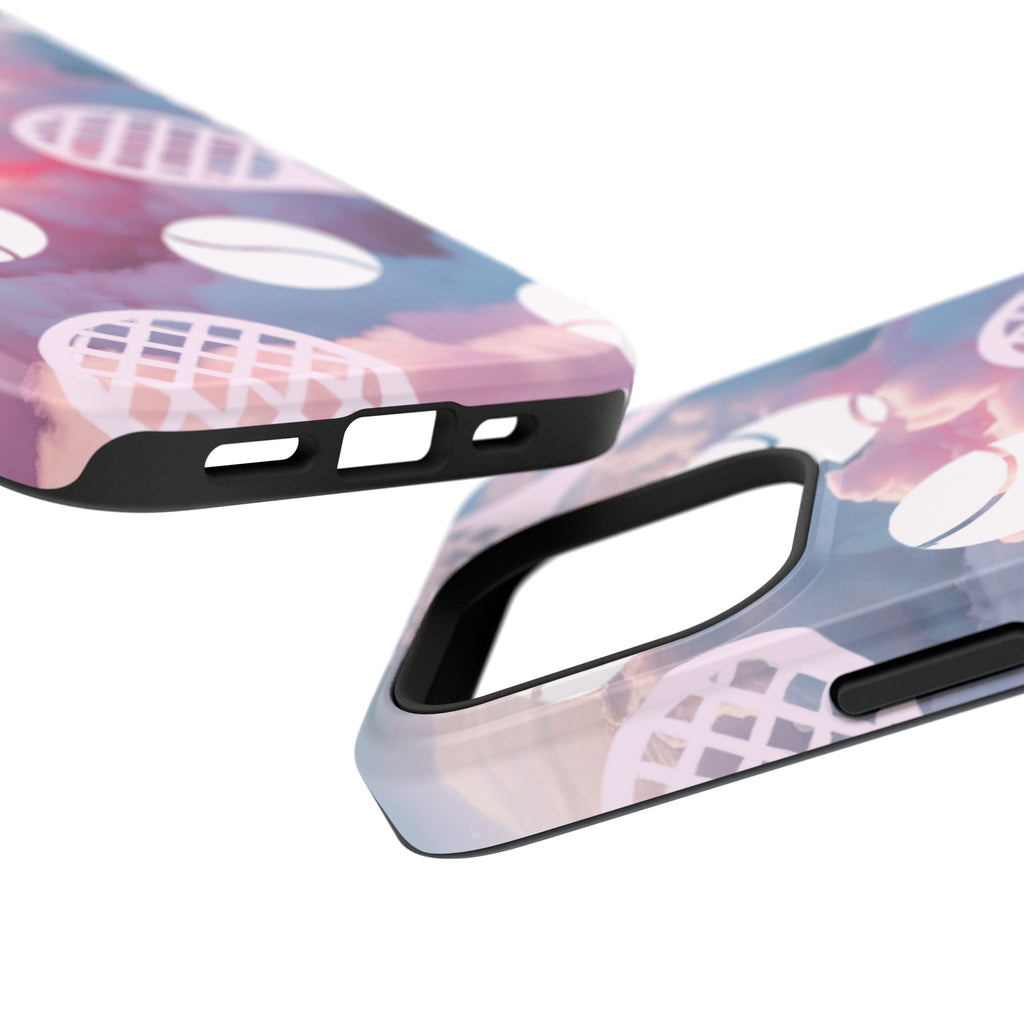Tennis Impact-Resistant Phone Case — Tennis Rackets & Balls on Cloudscape