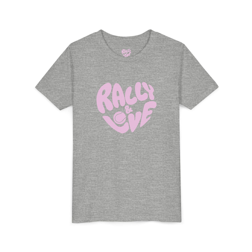 Girl's Junior Tee — 'Rally & Love' Heart logo T-Shirt (pink)