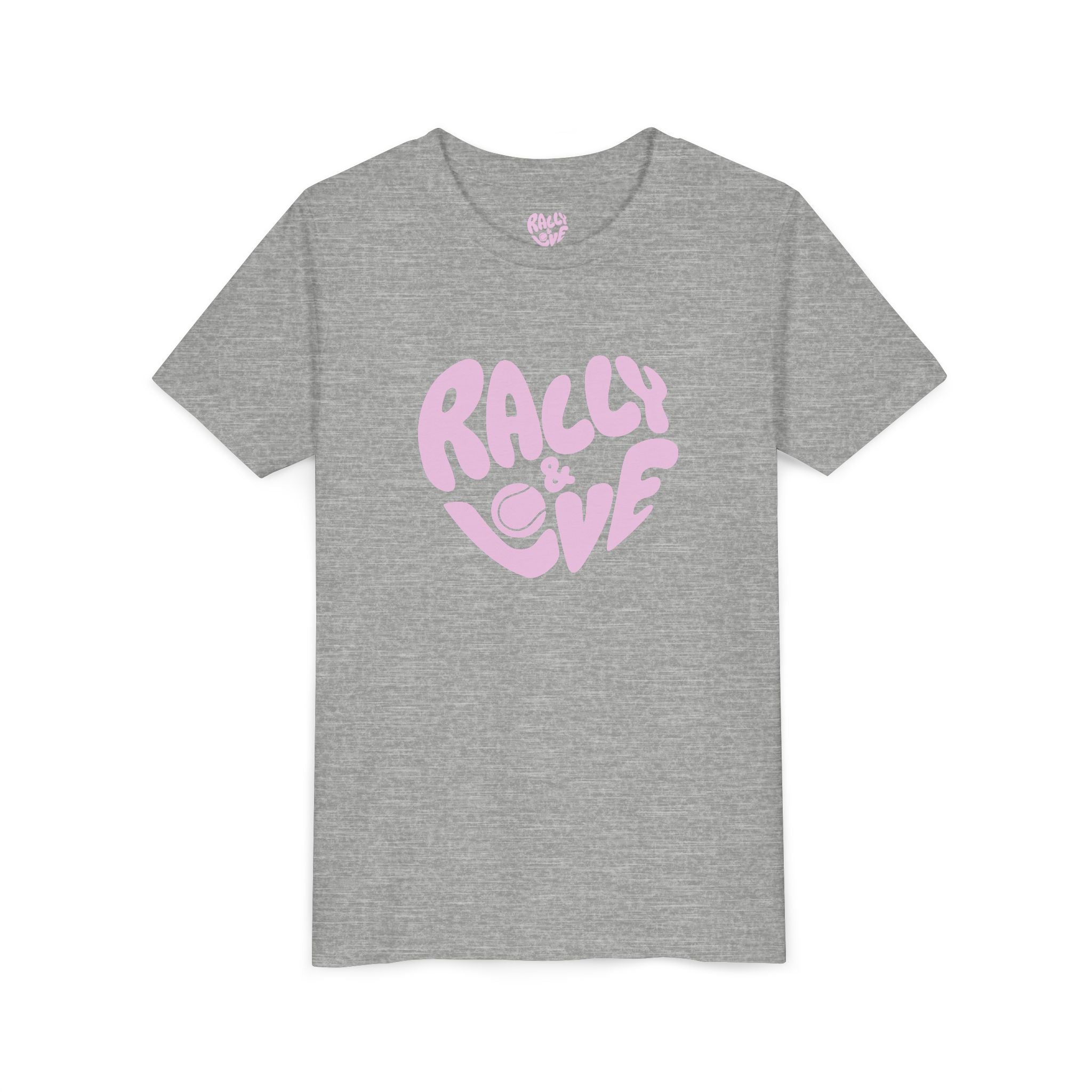 Girl's Junior Tee — 'Rally & Love' Heart logo T-Shirt (pink)