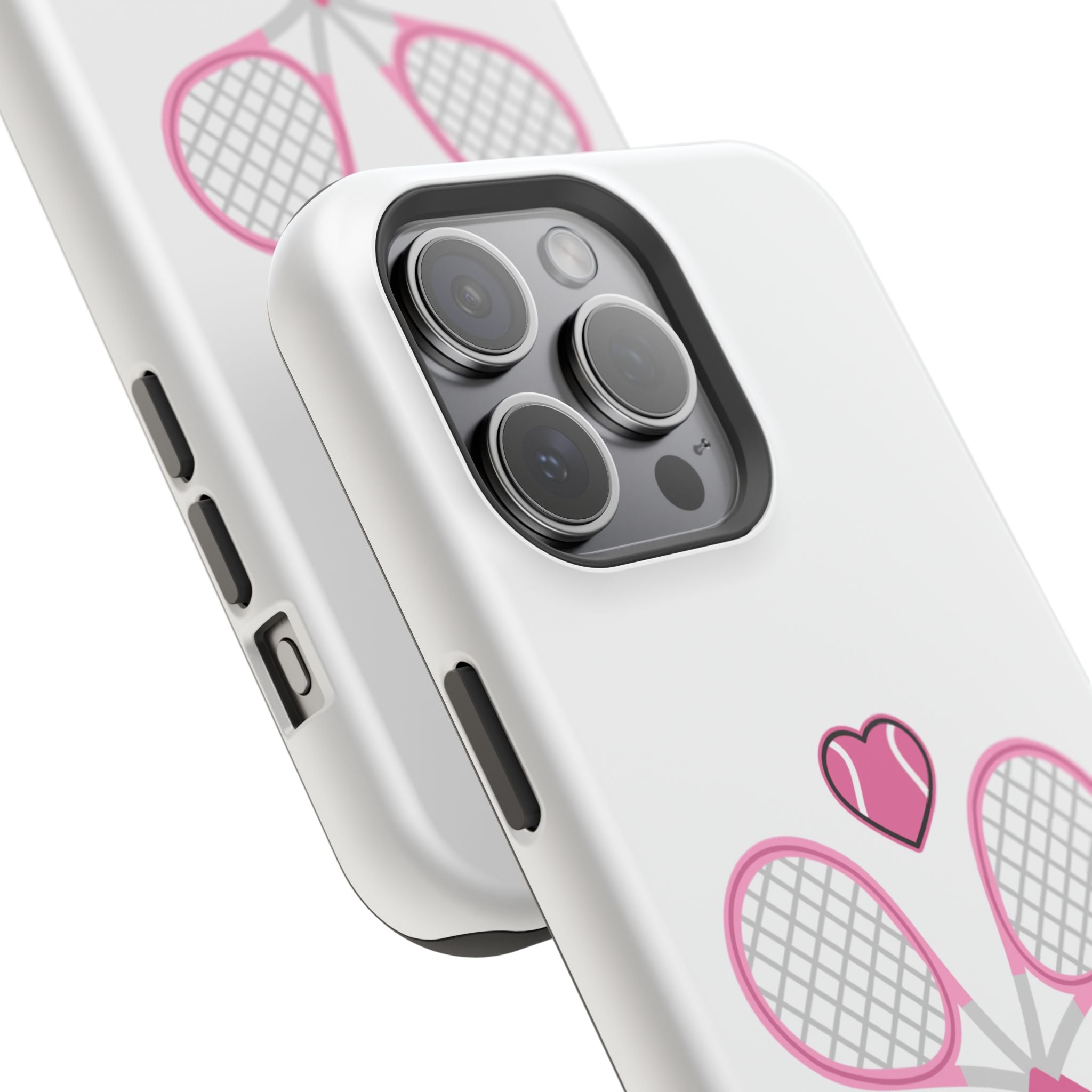 Tennis Impact‑Resistant Phone Case — 'Forty Love', pink/white