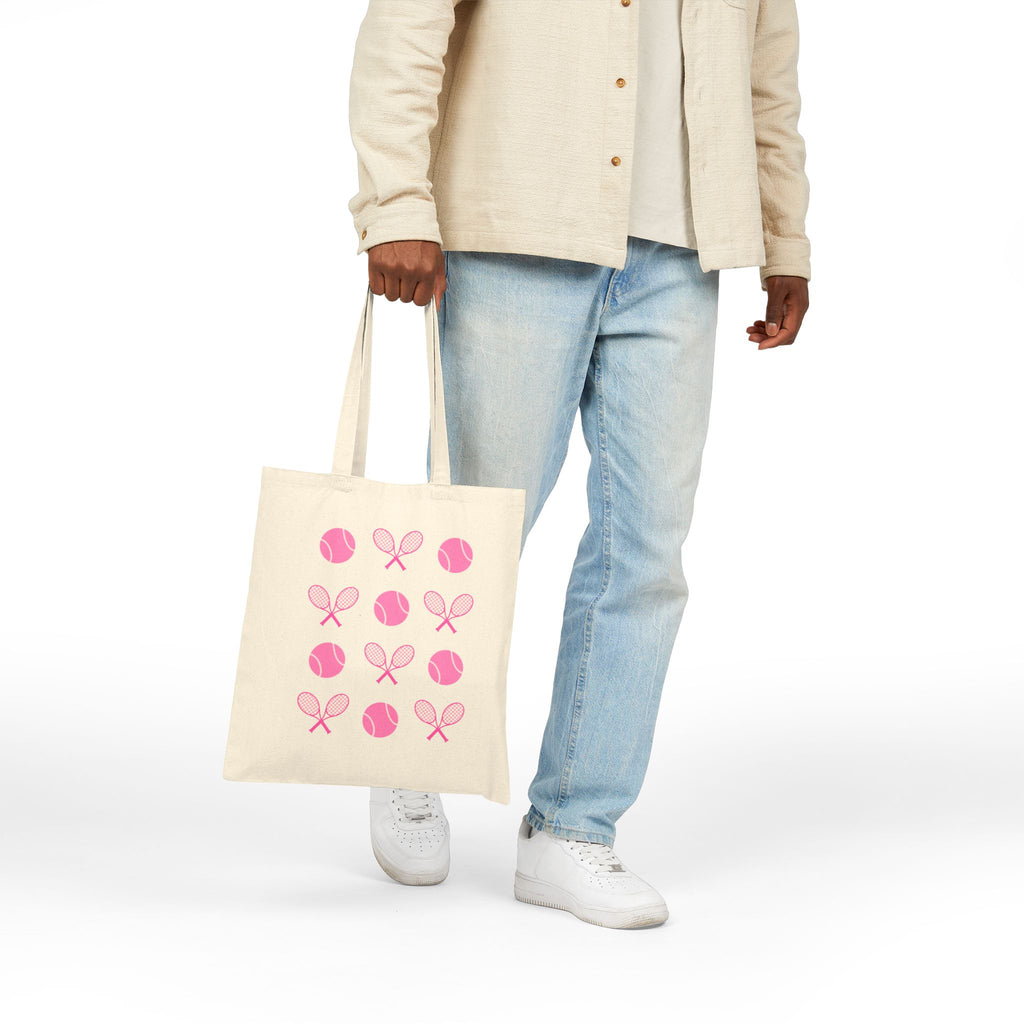 Tote Bag — Pink Tennis Rackets & Tennis Balls Canvas Tote
