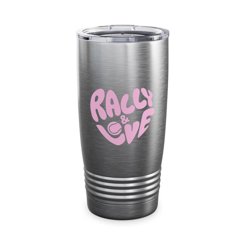 20oz Coffee Tumbler – "Rally & Love" Heart Design | Insulated Travel Cup for Everyday (Bubblegum pink)
