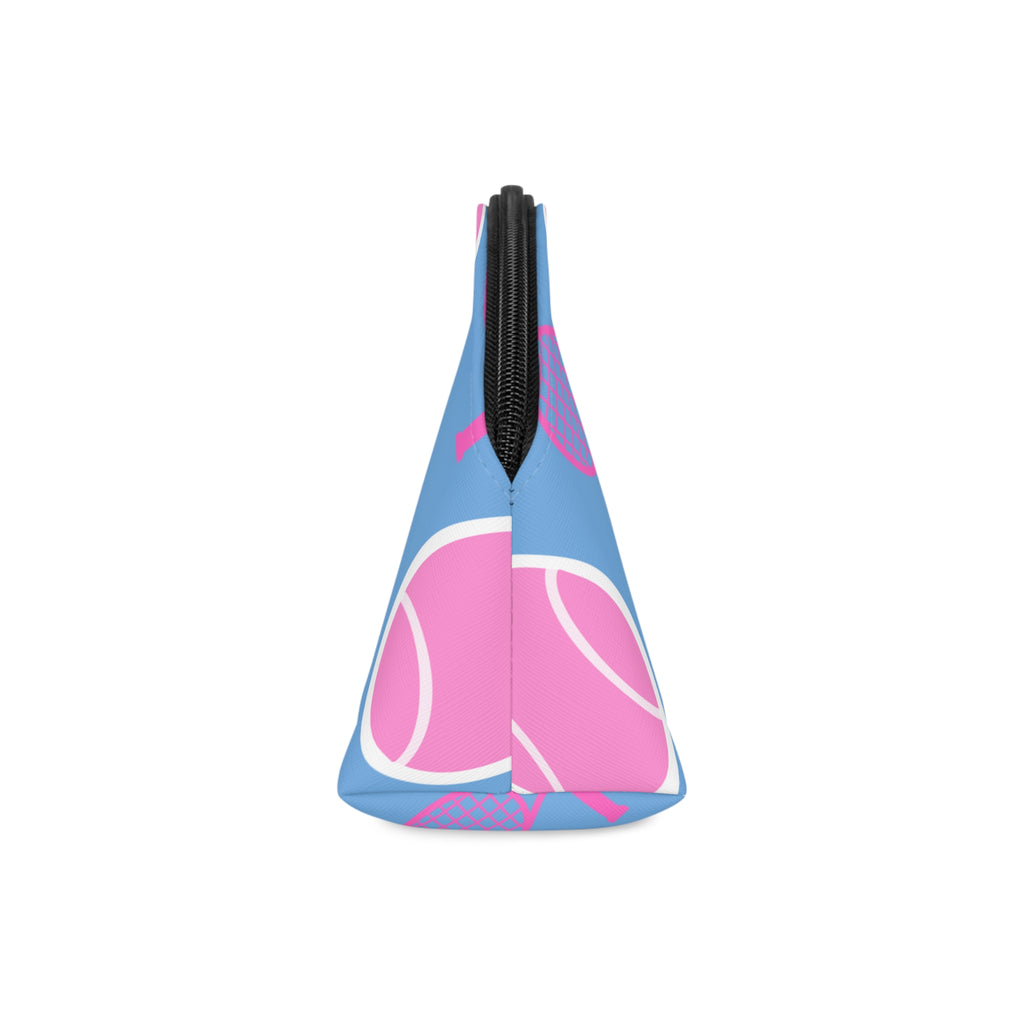 Tennis Makeup Bag — Light blue/Pink Tennis Ball & Racket Cosmetic Pouch for Players