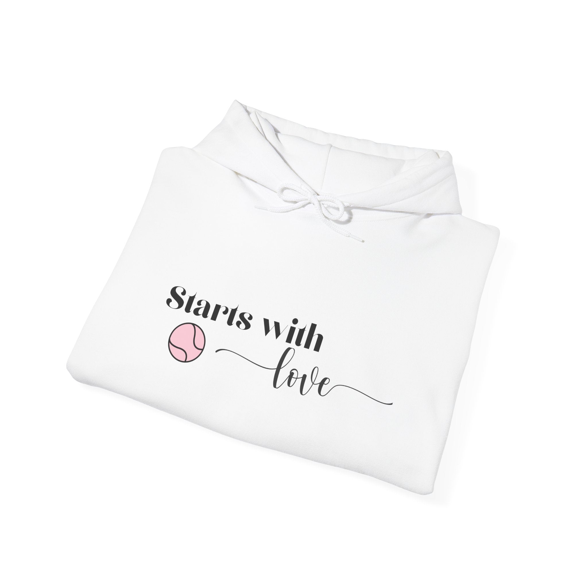 Women's Hoodie Sweatshirt- 'Starts with Love' tennis ball, Sports Graphic