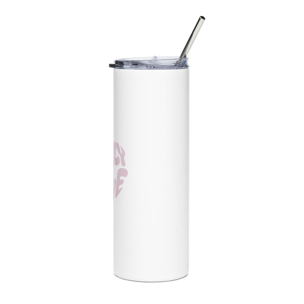 20oz Stainless Tennis Tumbler — 'Rally & Love' Dreamy Pink Design, Insulated Travel Cup