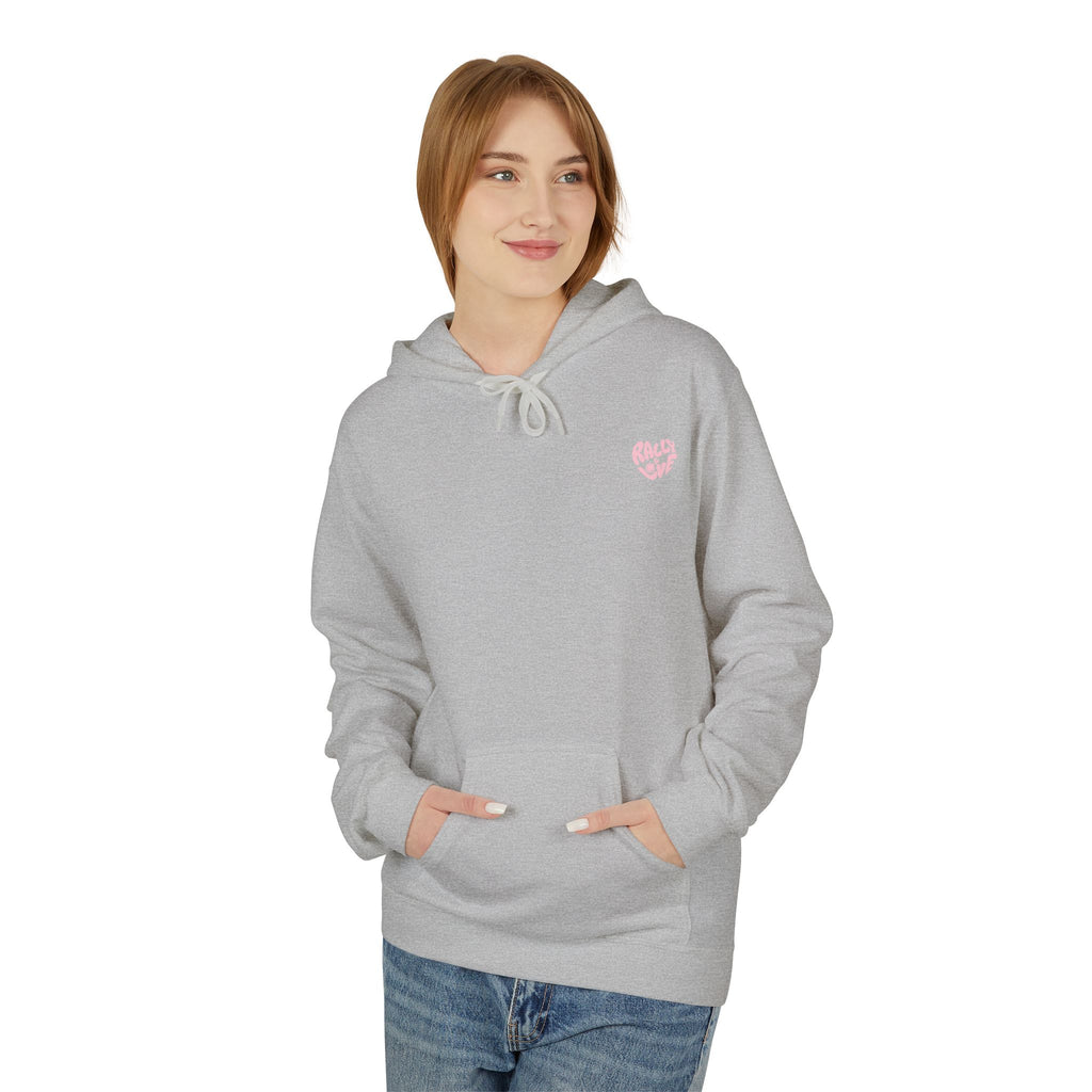 Women's Softstyle Fleece Hoodie sweatshirt - 'Rally & Love' logo, minimalist (pink)