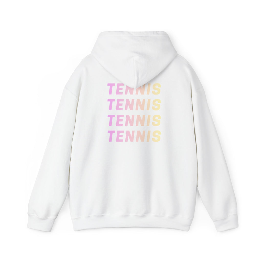 Women's Hoodie Sweatshirt — Ombre 'TENNIS' Repeating Back Print