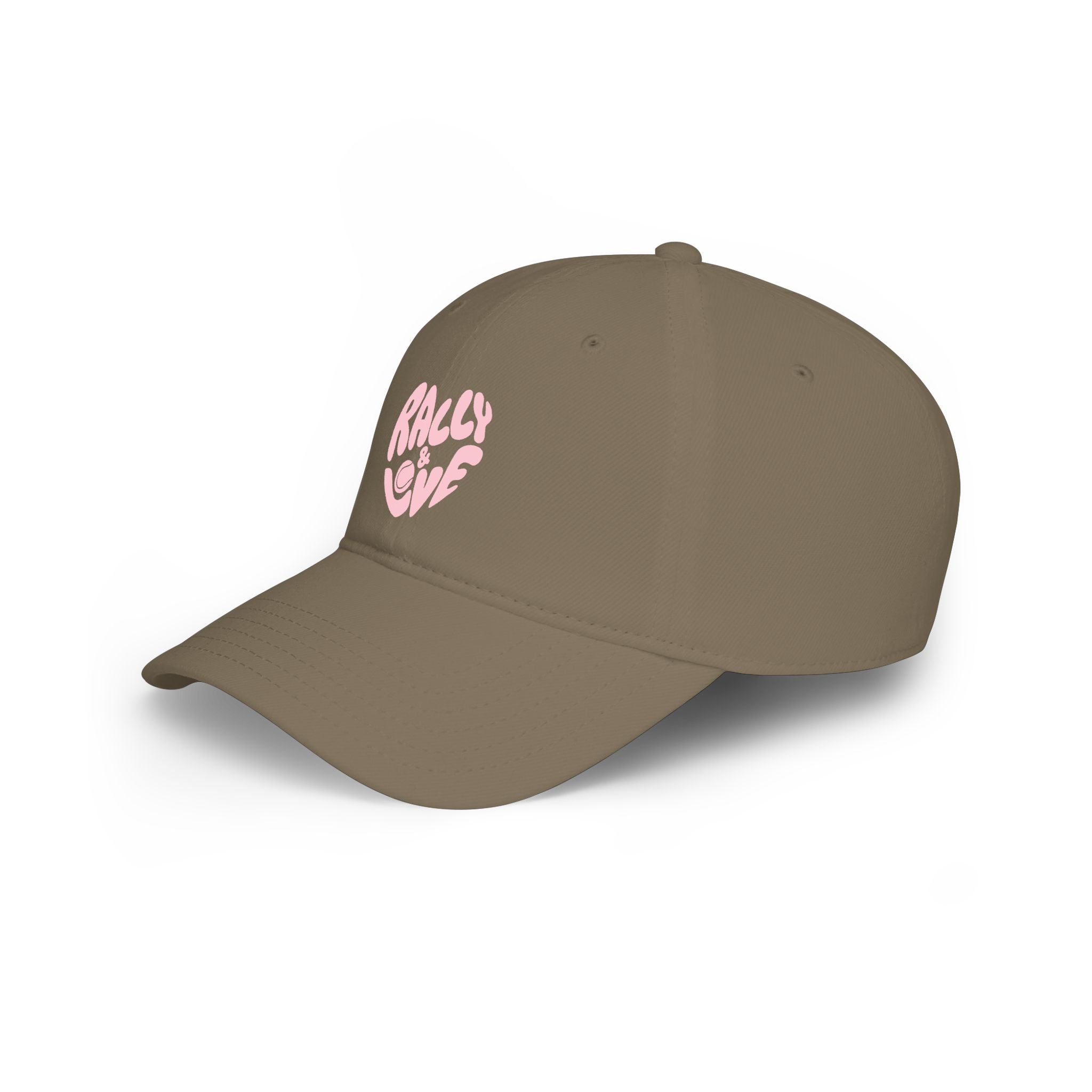 Women's Baseball Cap — "Rally & Love" Pink Logo, Graphic Low Profile Hat