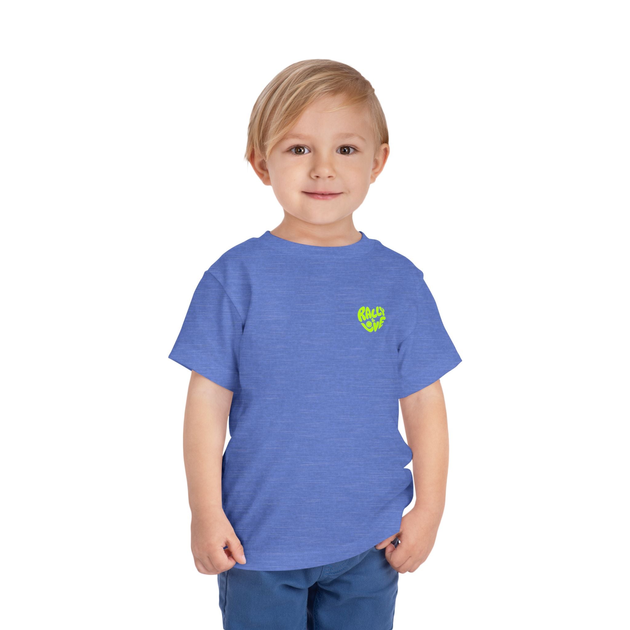 Boy Toddler Junior's Tee — 'Rally & Love' Heart Graphic T-Shirt (neon)