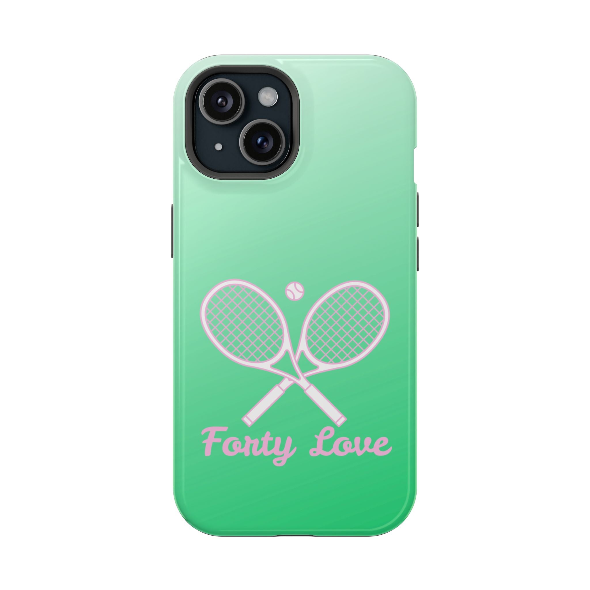 Tennis Impact-Resistant Phone Case — 'Forty Love', Green Gradient