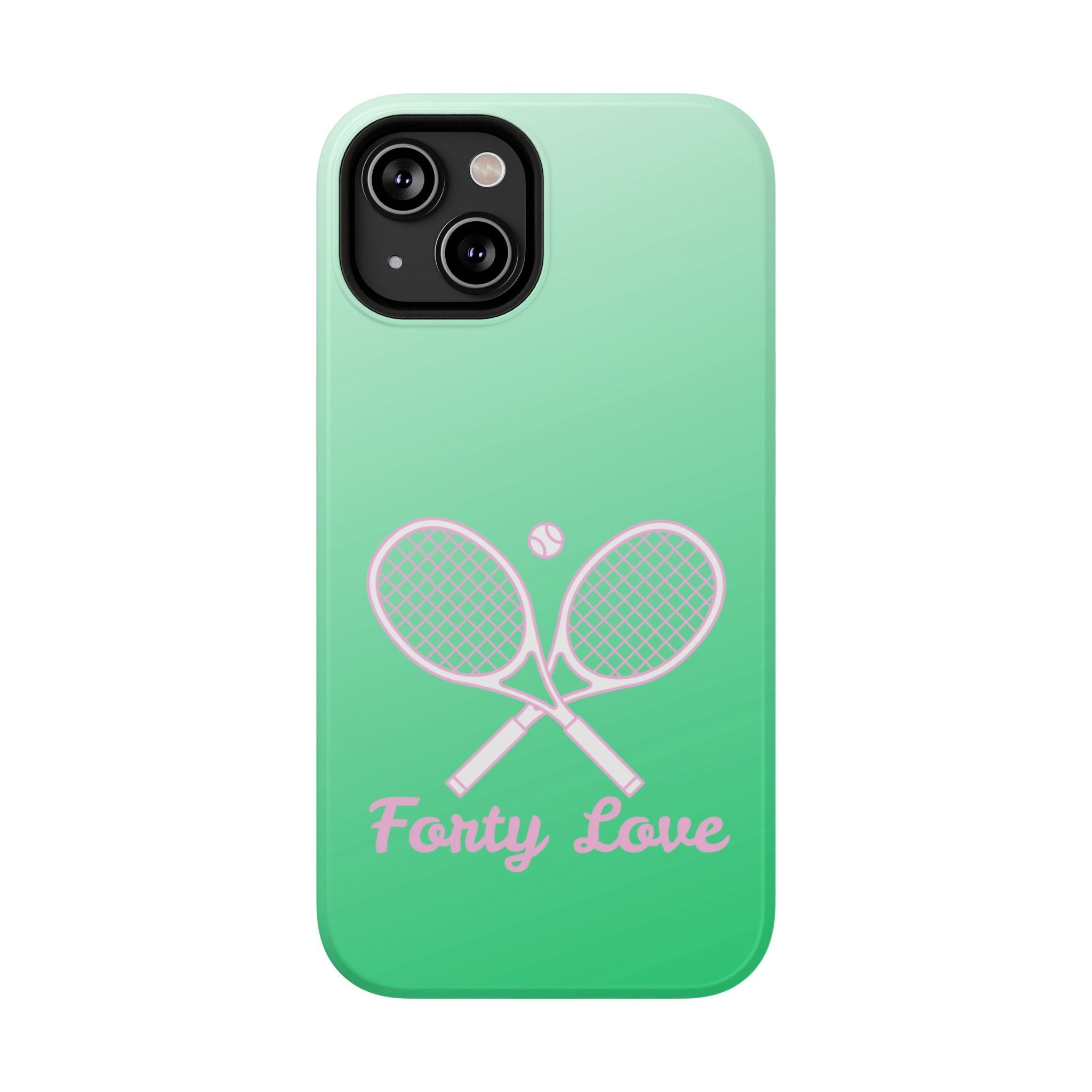 Tennis Impact-Resistant Phone Case — 'Forty Love', Green Gradient