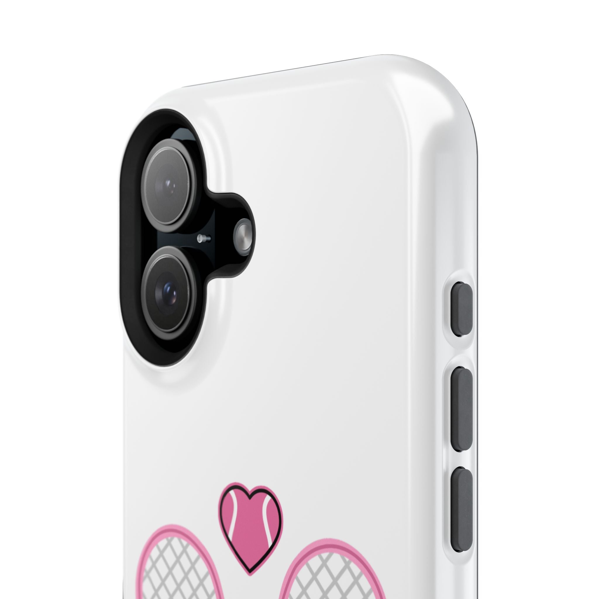 Tennis Impact‑Resistant Phone Case — 'Forty Love', pink/white
