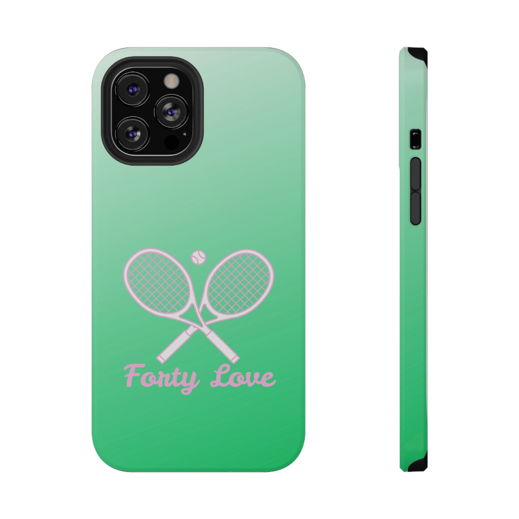 Tennis Impact-Resistant Phone Case — 'Forty Love', Green Gradient