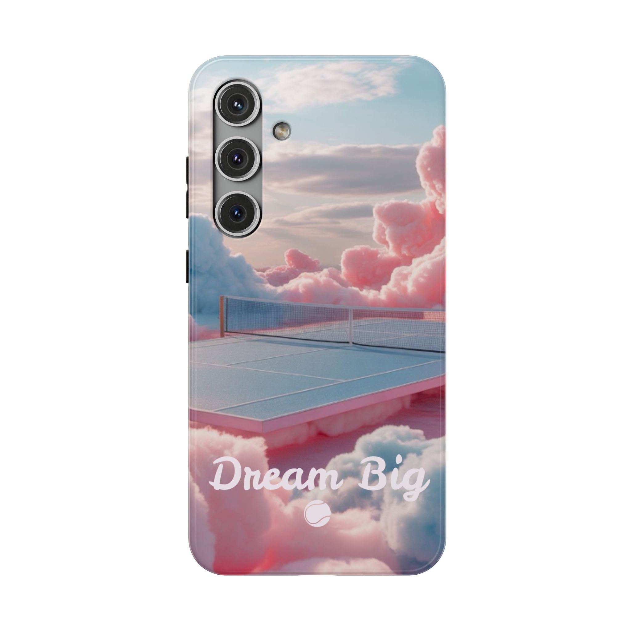 Tennis Impact-Resistant Phone Case — 'Dream Big' Pastel Cloud Tennis Court