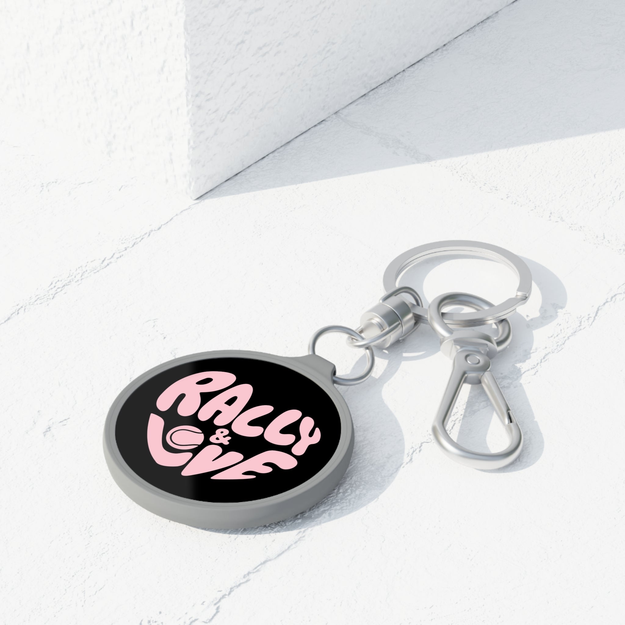 Rally & Love Keyring Tag — Pink Logo Keychain