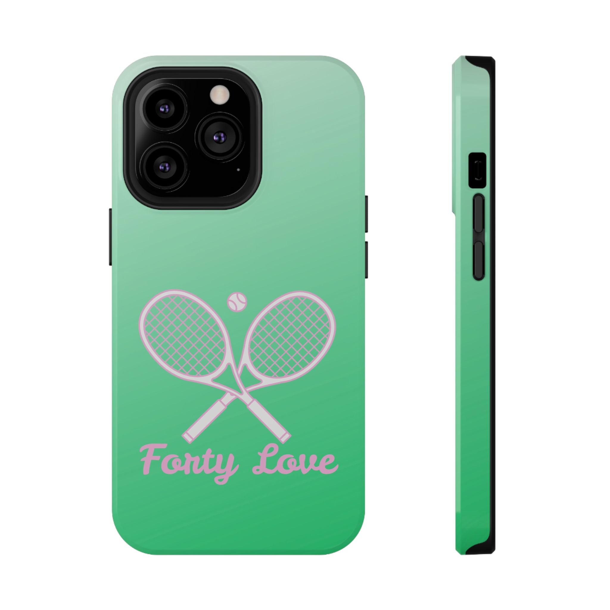 Tennis Impact-Resistant Phone Case — 'Forty Love', Green Gradient