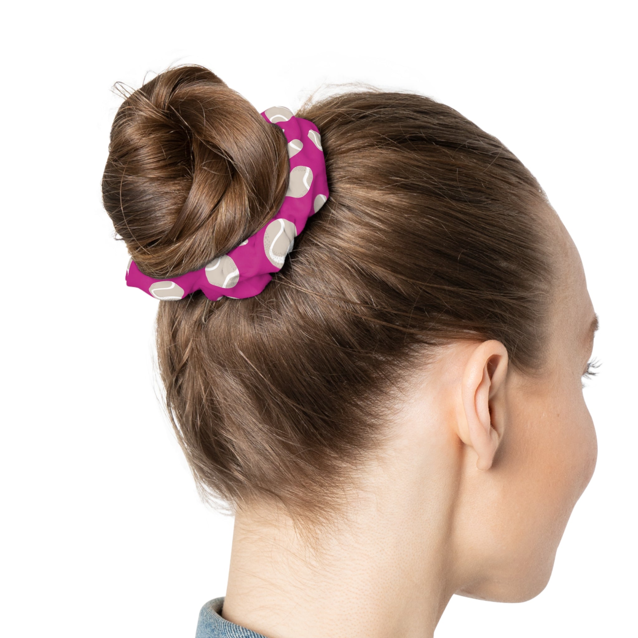 Pink & Gray Hair Accessory — Tennis Ball Scrunchie