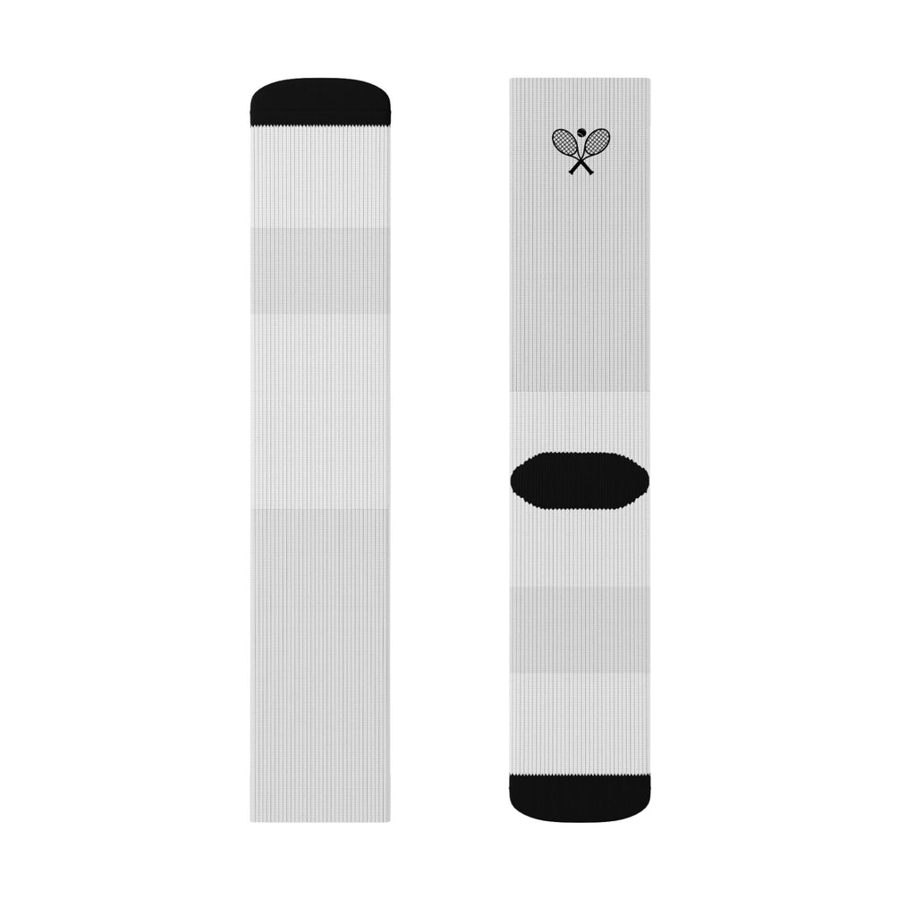 Men's Crew Socks — Custom, Black Tennis Racket/Ball Athletic Socks
