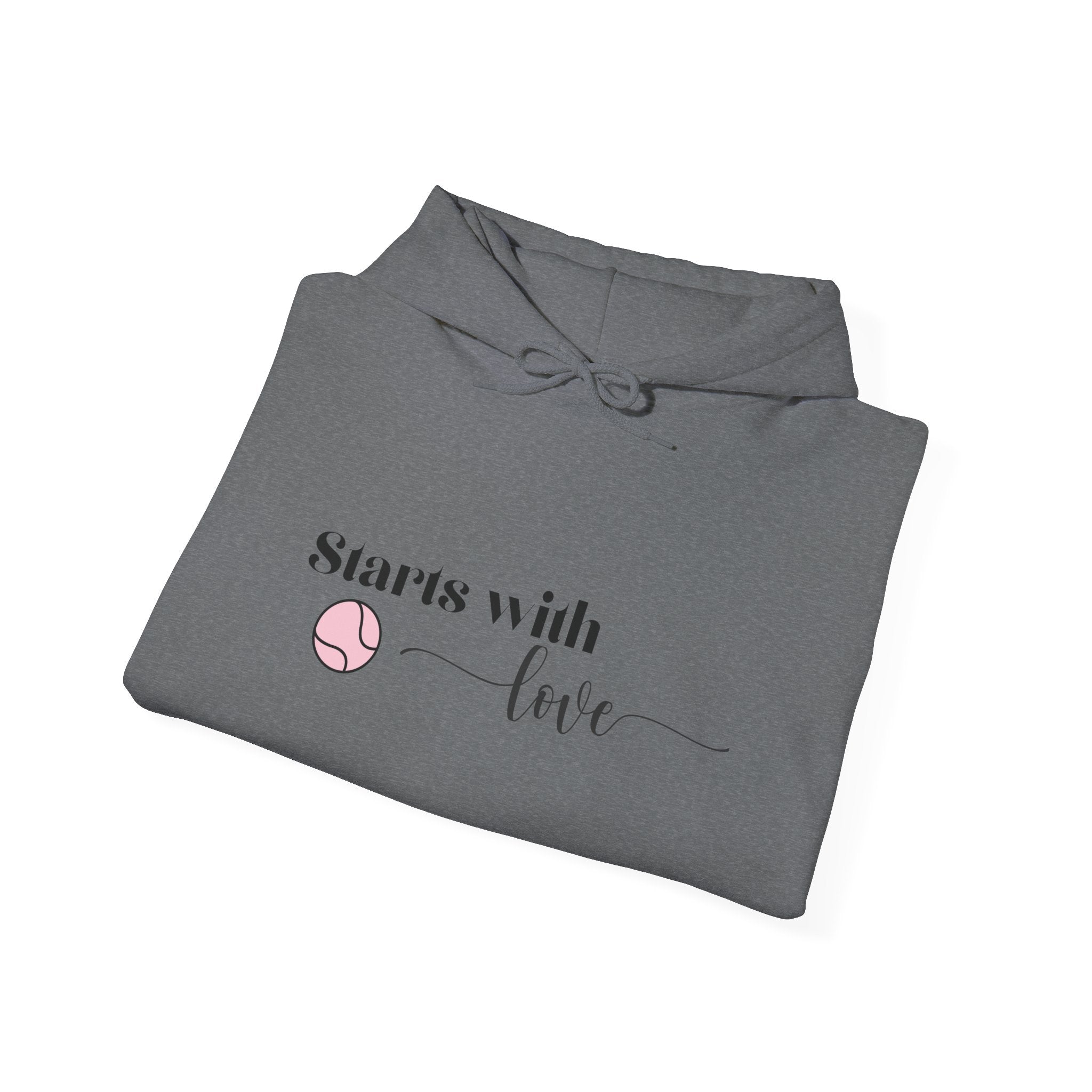 Women's Hoodie Sweatshirt- 'Starts with Love' tennis ball, Sports Graphic