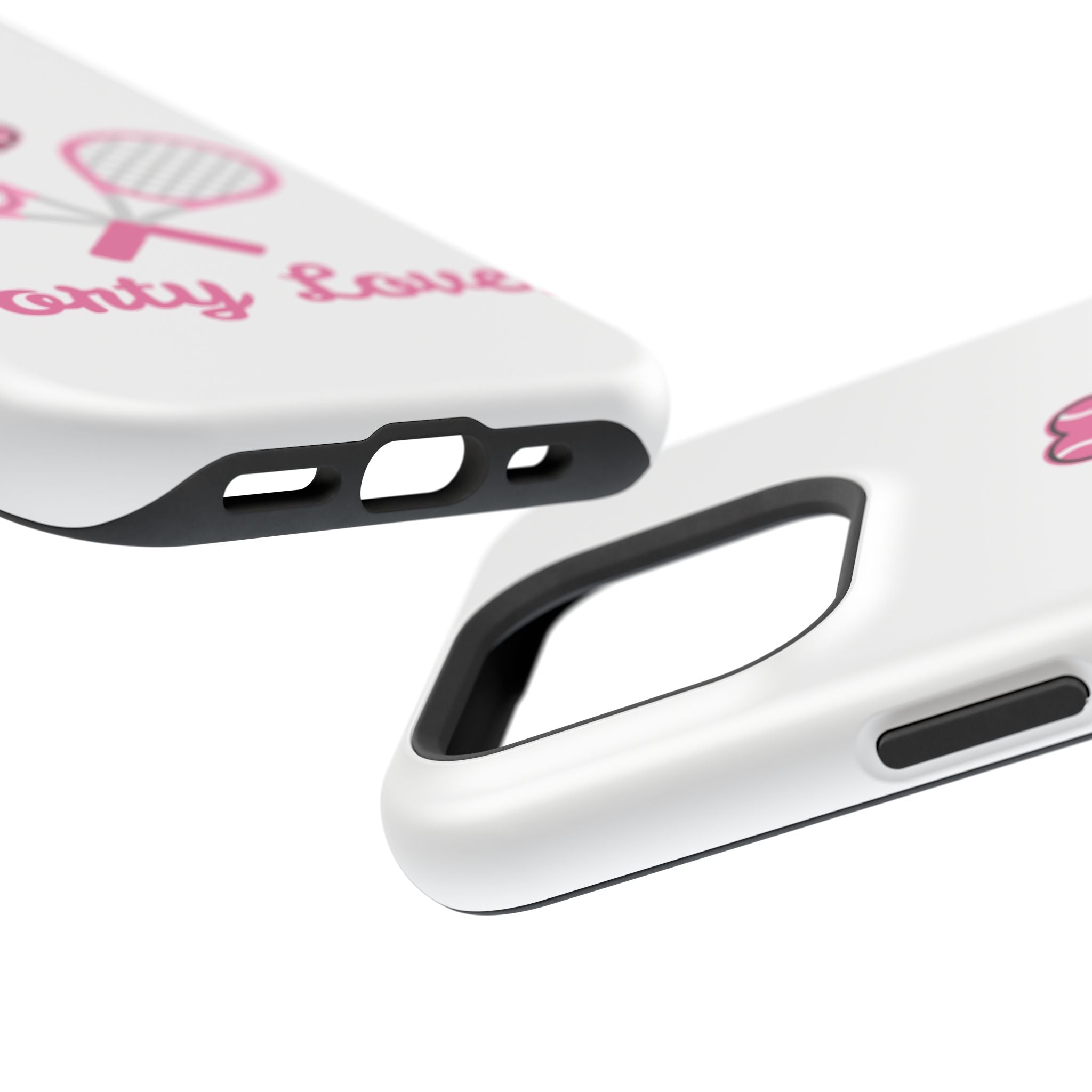 Tennis Impact‑Resistant Phone Case — 'Forty Love', pink/white