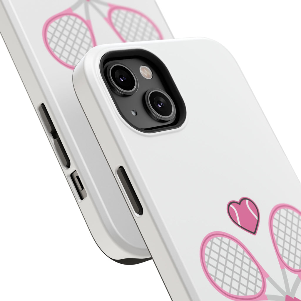 Tennis Impact‑Resistant Phone Case — 'Forty Love', pink/white