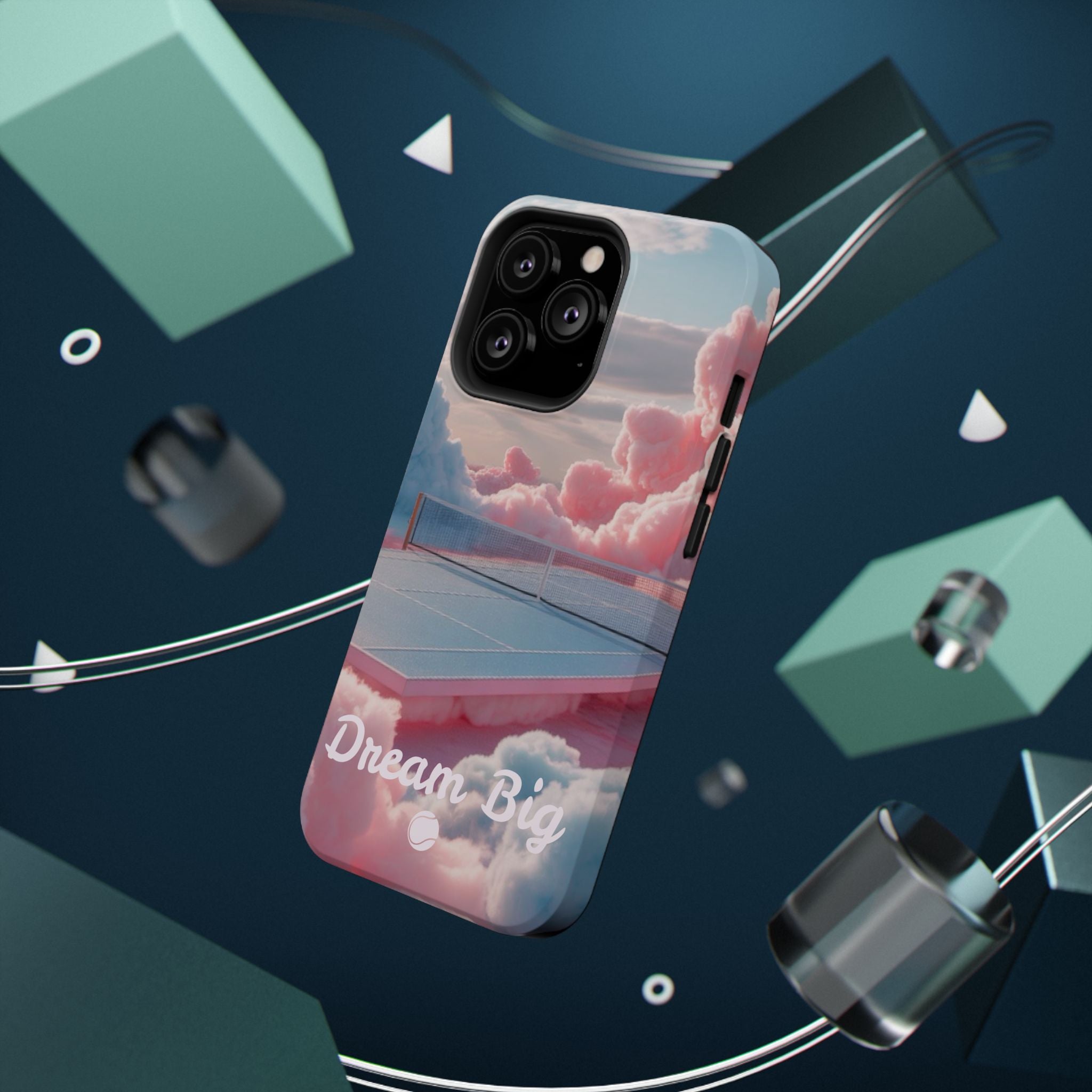 Tennis Impact-Resistant Phone Case — 'Dream Big' Pastel Cloud Tennis Court