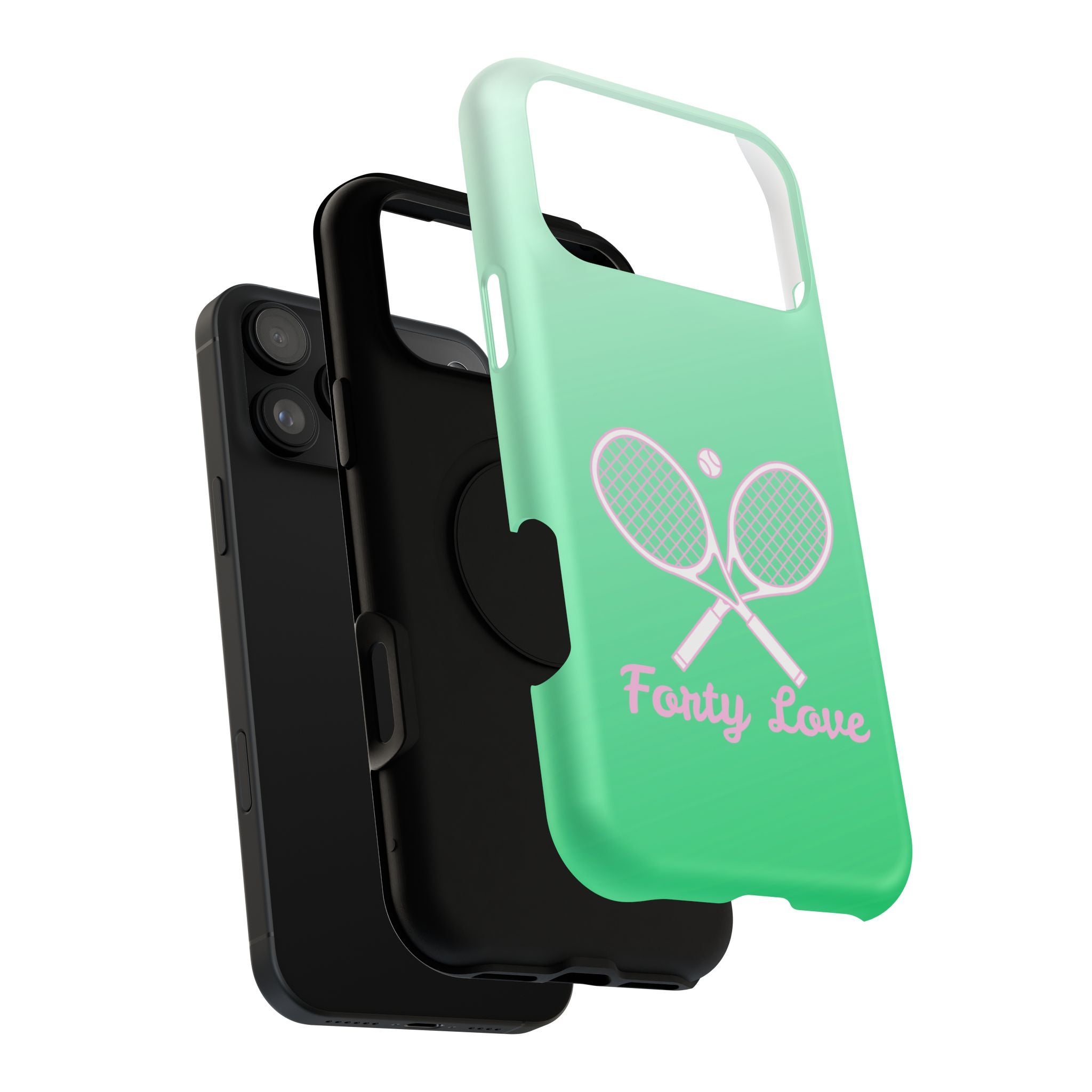 Tennis Impact-Resistant Phone Case — 'Forty Love', Green Gradient