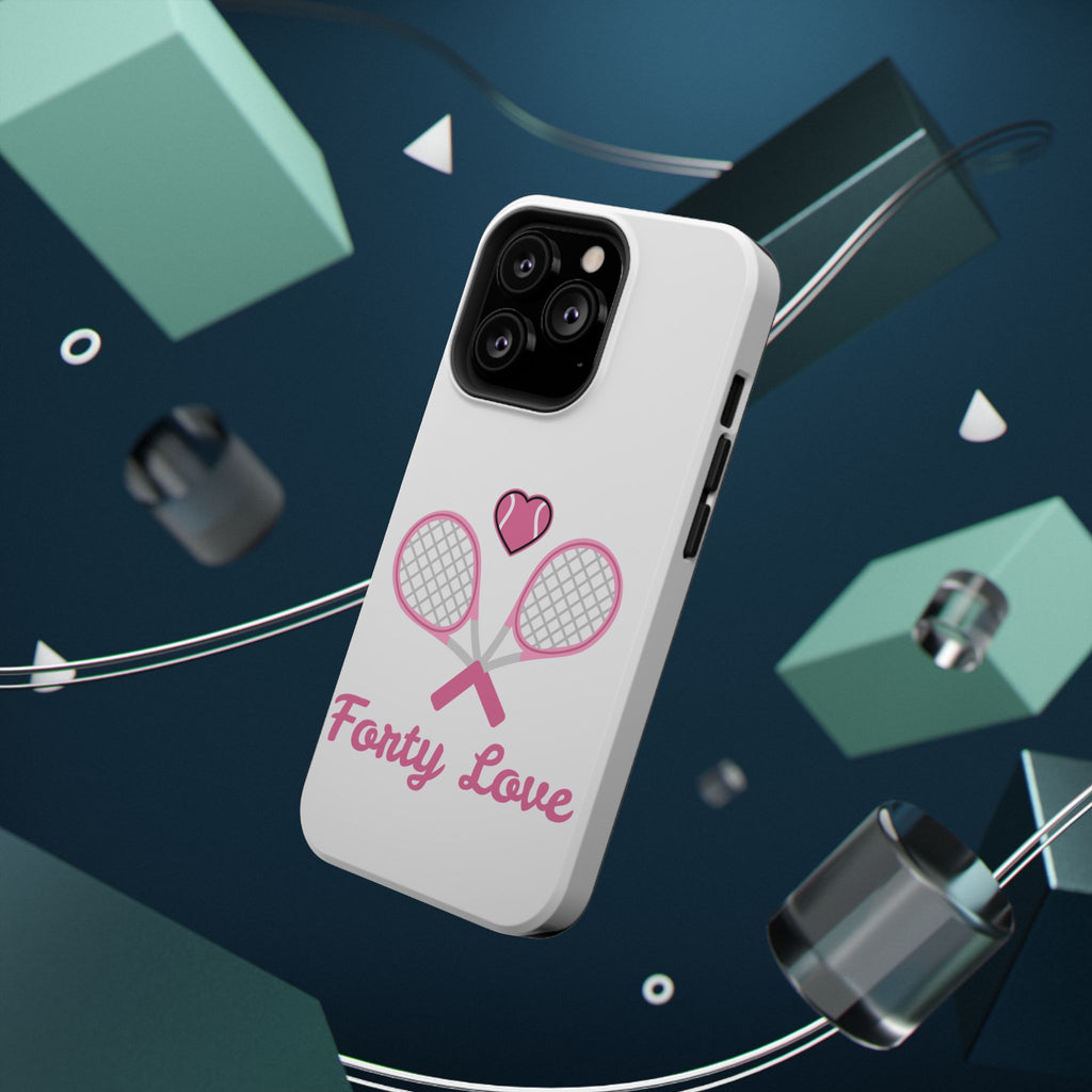 Tennis Impact‑Resistant Phone Case — 'Forty Love', pink/white
