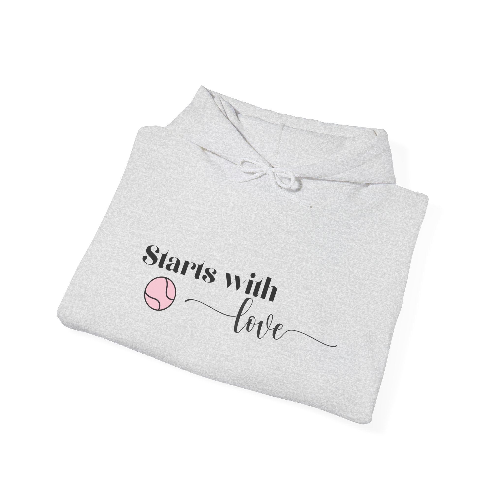 Women's Hoodie Sweatshirt- 'Starts with Love' tennis ball, Sports Graphic