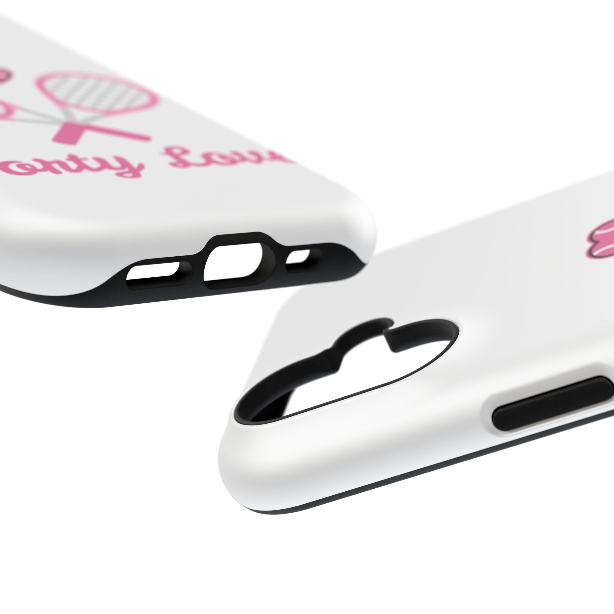 Tennis Impact‑Resistant Phone Case — 'Forty Love', pink/white