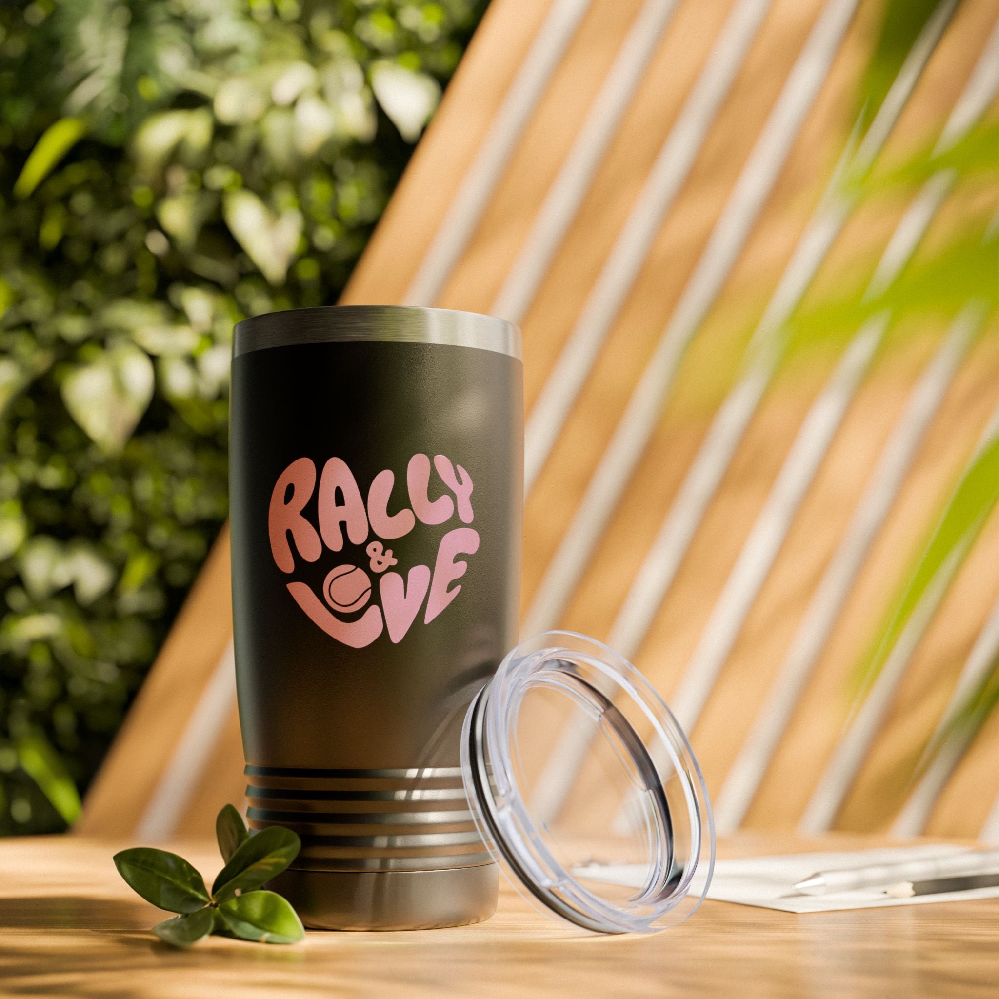 20oz Coffee Tumbler – "Rally & Love" Heart Design | Insulated Travel Cup for Everyday (Bubblegum pink)